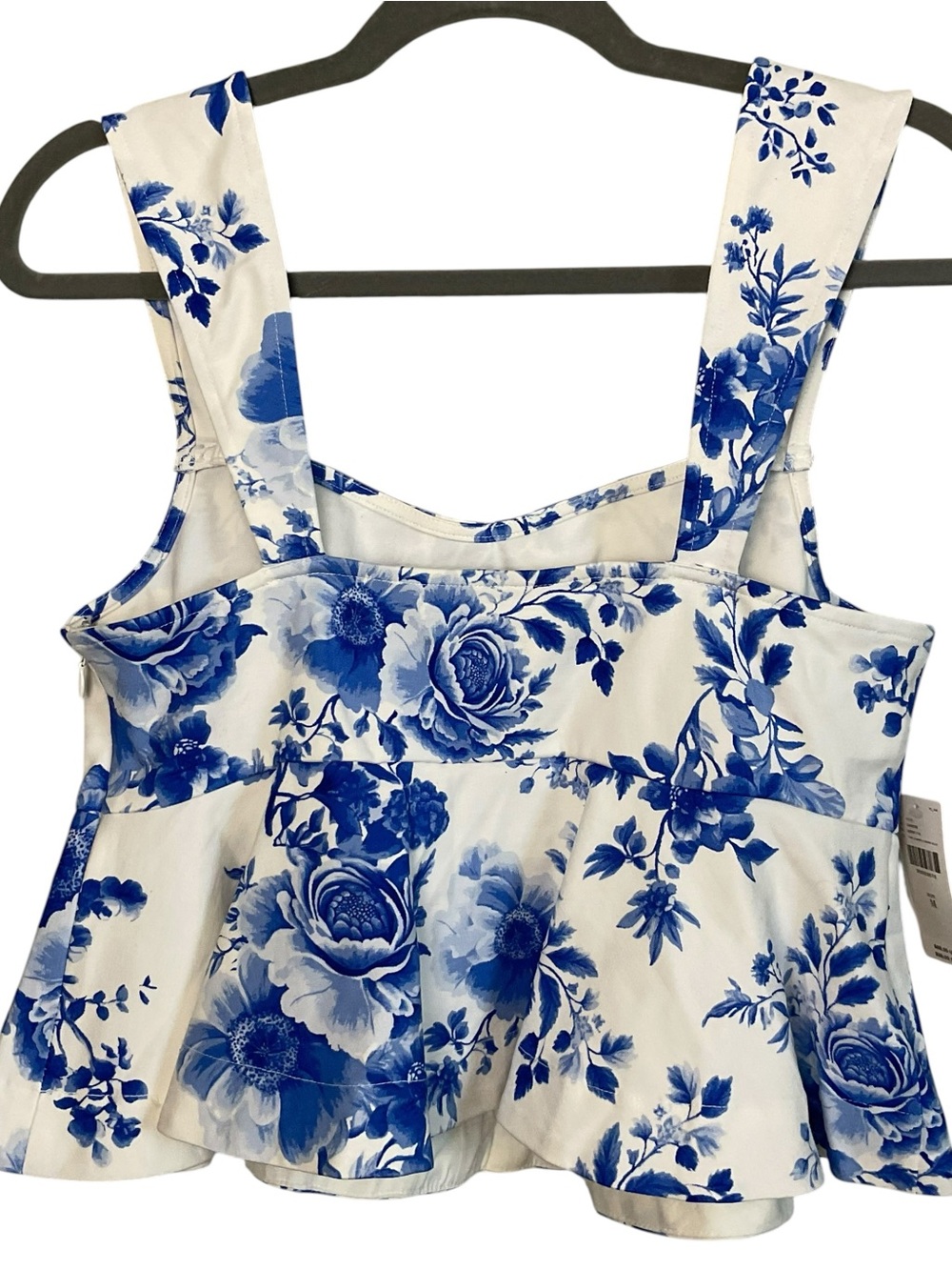 Maeve Blue & White Floral Peplum Tank Top NWT Medium Cottagecore - Picture 3 of 9